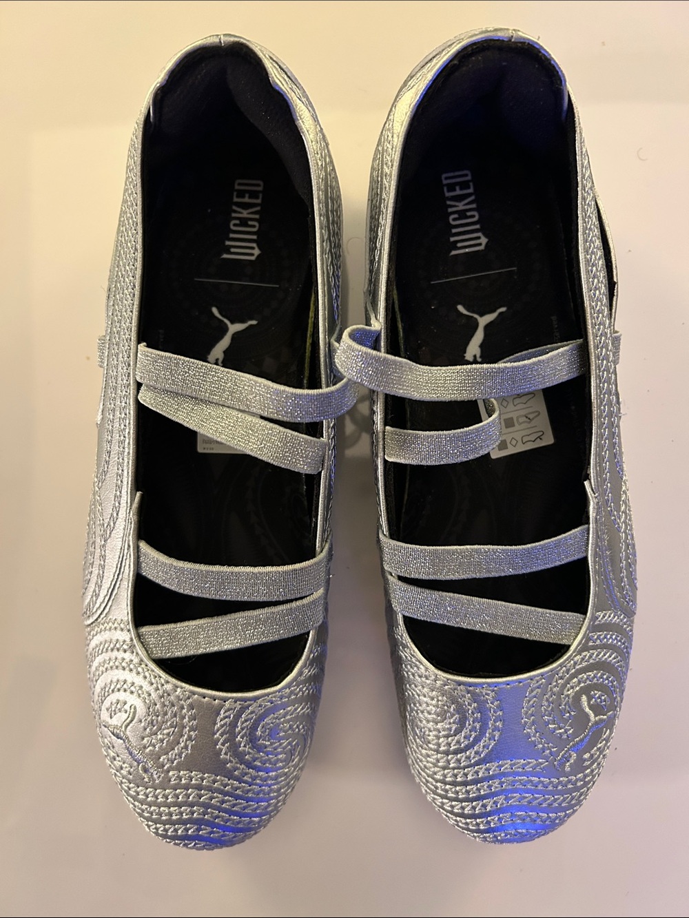 Puma x Wicked Silver Embroidered Mary Jane Flats, 7.5